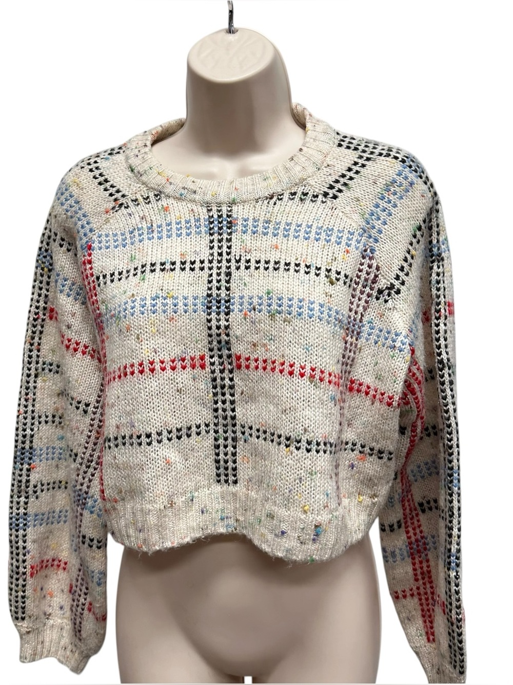 Topshop cropped sprinkle multi color sweater wool blend womens size 10